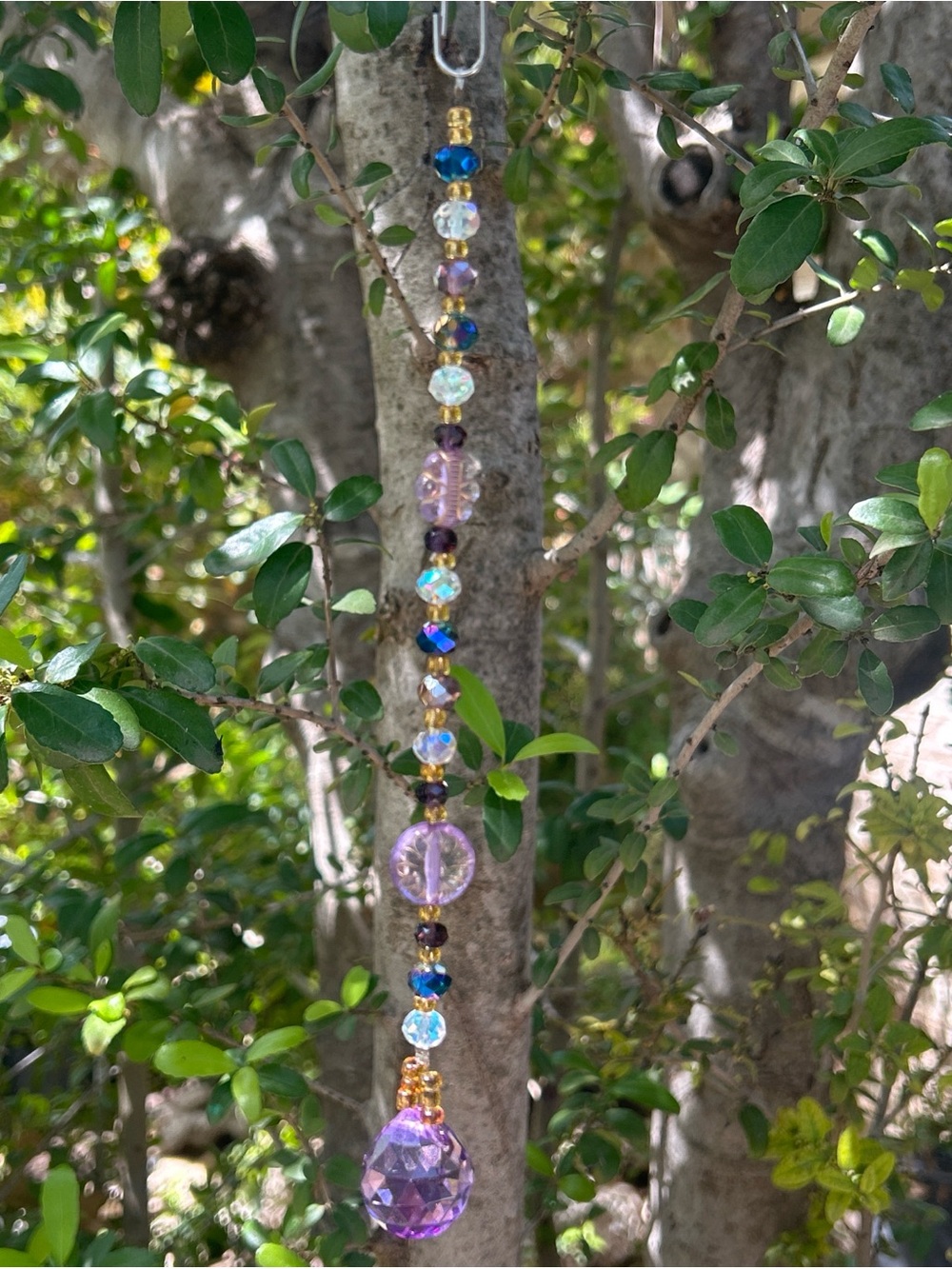 Handmade Purple and blue crystal beaded suncatcher